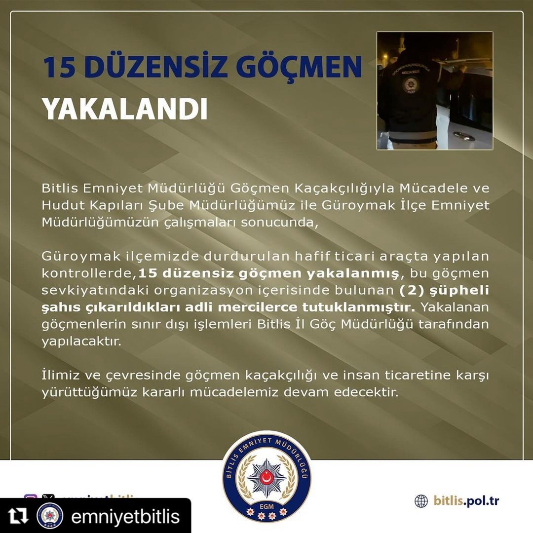 Bitlis ve Çevresinde Göçmen Kaçakçılığıyla Mücadele Devam Ediyor