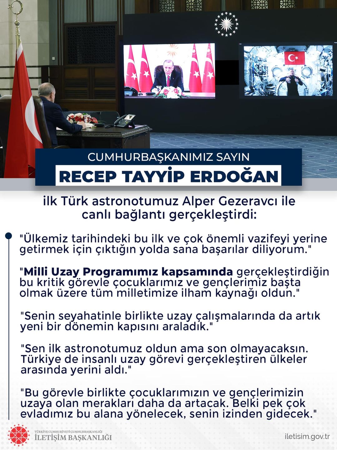 Türkiye'nin Uzaydaki Gurur Anı: Cumhurbaşkanı Erdoğan, İlk Türk Astronotla Tarihi Görüşme Gerçekleştirdi