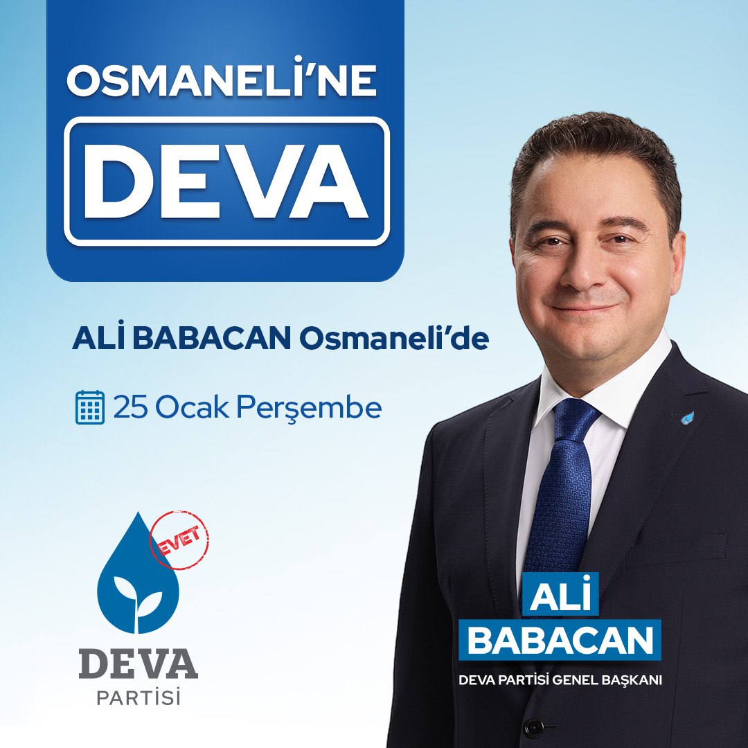Ali Babacan, Osmaneli'de Vatandaşlarla Buluşacak