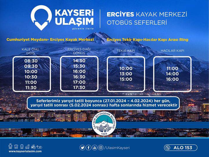 Erciyes Kayak Merkezi, Ulaşım İmkanlarını Artırarak Tatilcileri Memnun Ediyor