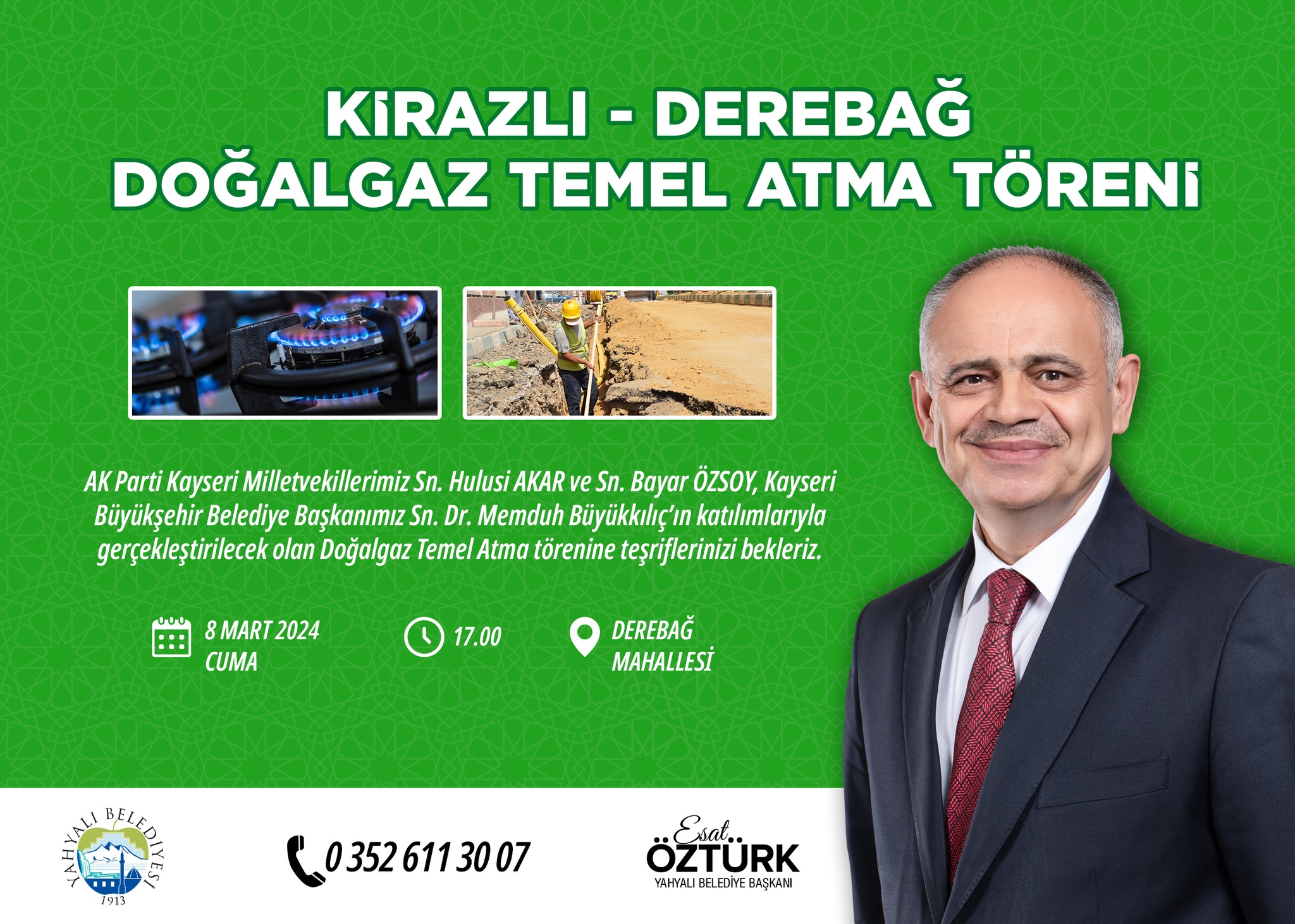 Kayseri Enerji Altyapısı İçin Doğalgaz Temel Atma Töreni Düzenleniyor