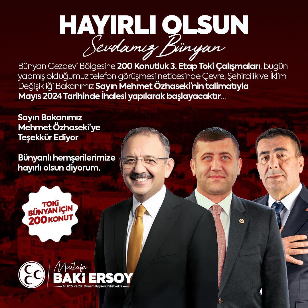 Bakanın onayıyla Bünyan'da yeni bir konut projesi başlıyor