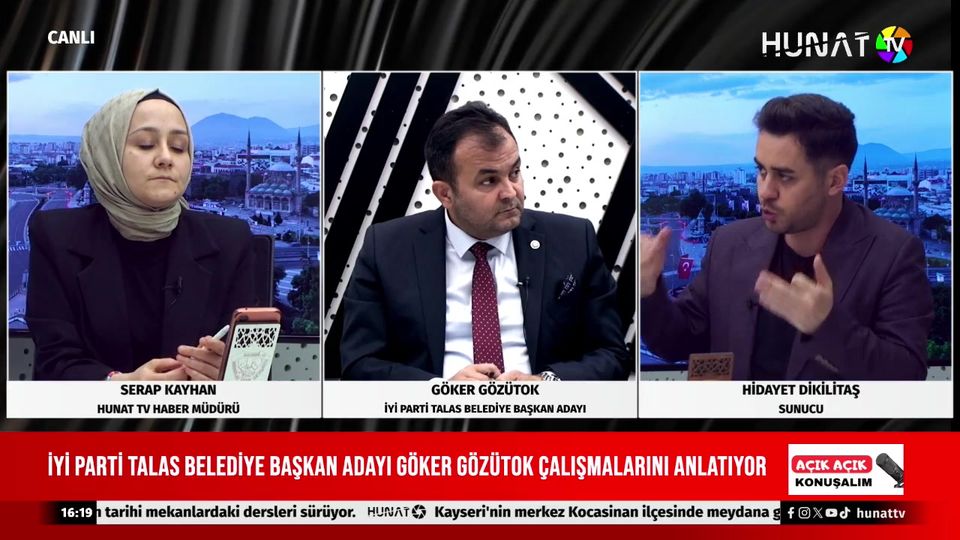 İYİ Parti Talas Belediye Başkan Adayı Göker Gözütok, Televizyon Programında Projelerini Anlattı