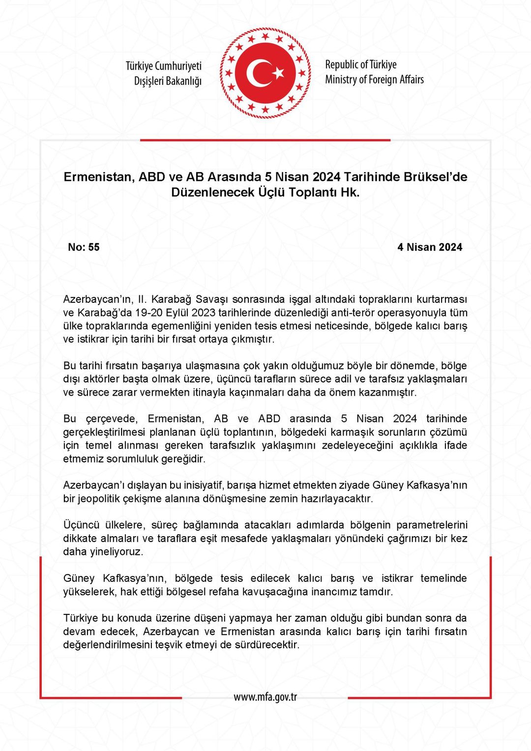 Ermenistan, ABD ve Avrupa Birliği temsilcileri Brüksel'de bir araya geliyor