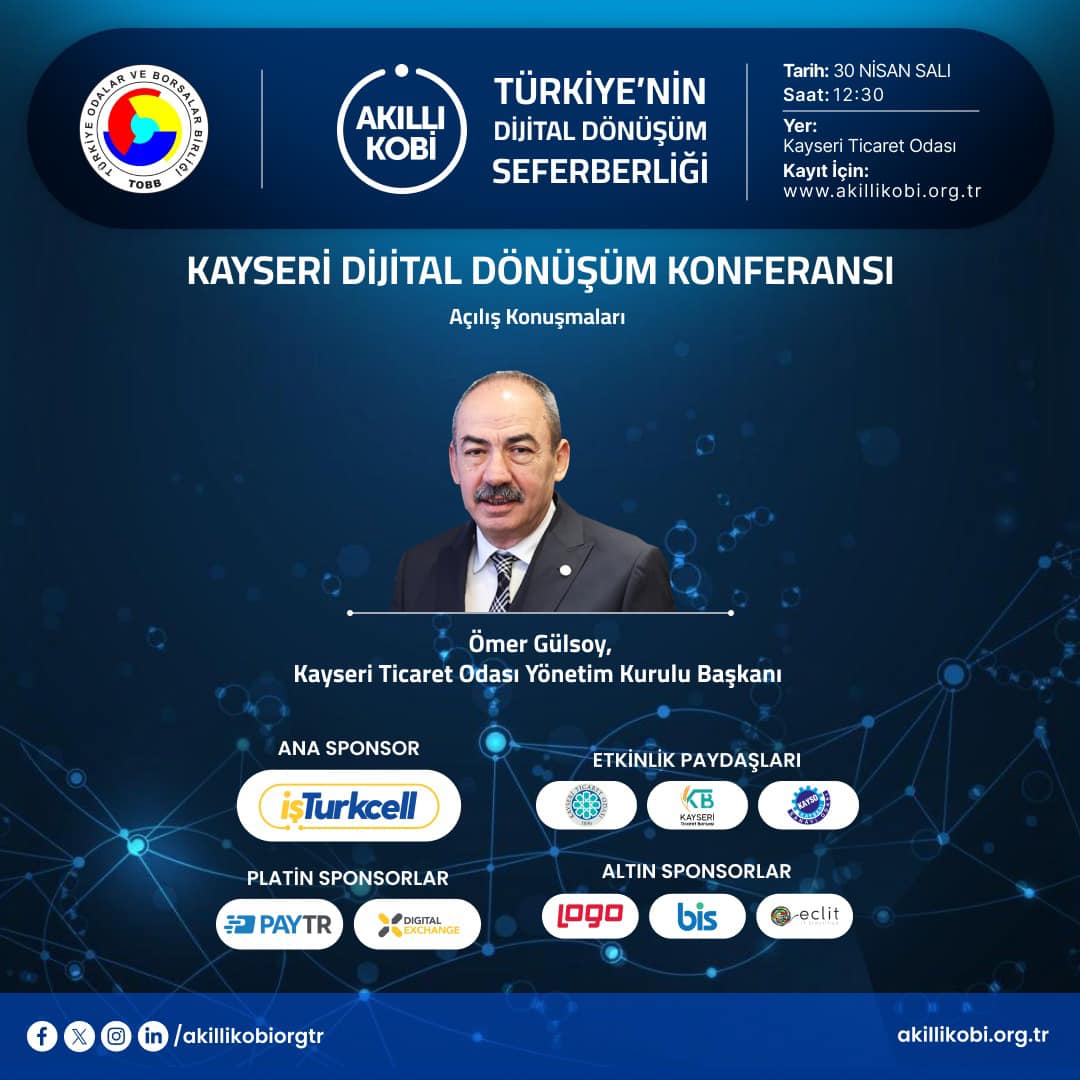 Kayseri'de KOBİ'ler için düzenlenen Dijital Dönüşüm Konferansları başlıyor