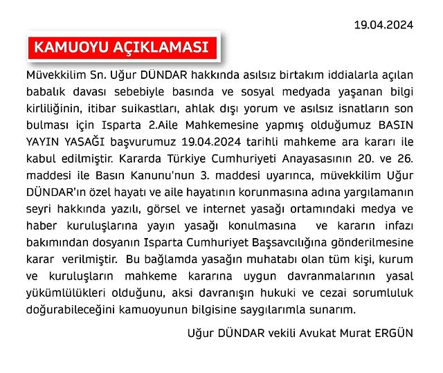 Uğur Dündar, İddialara Karşı Mücadelesini Sürdürüyor