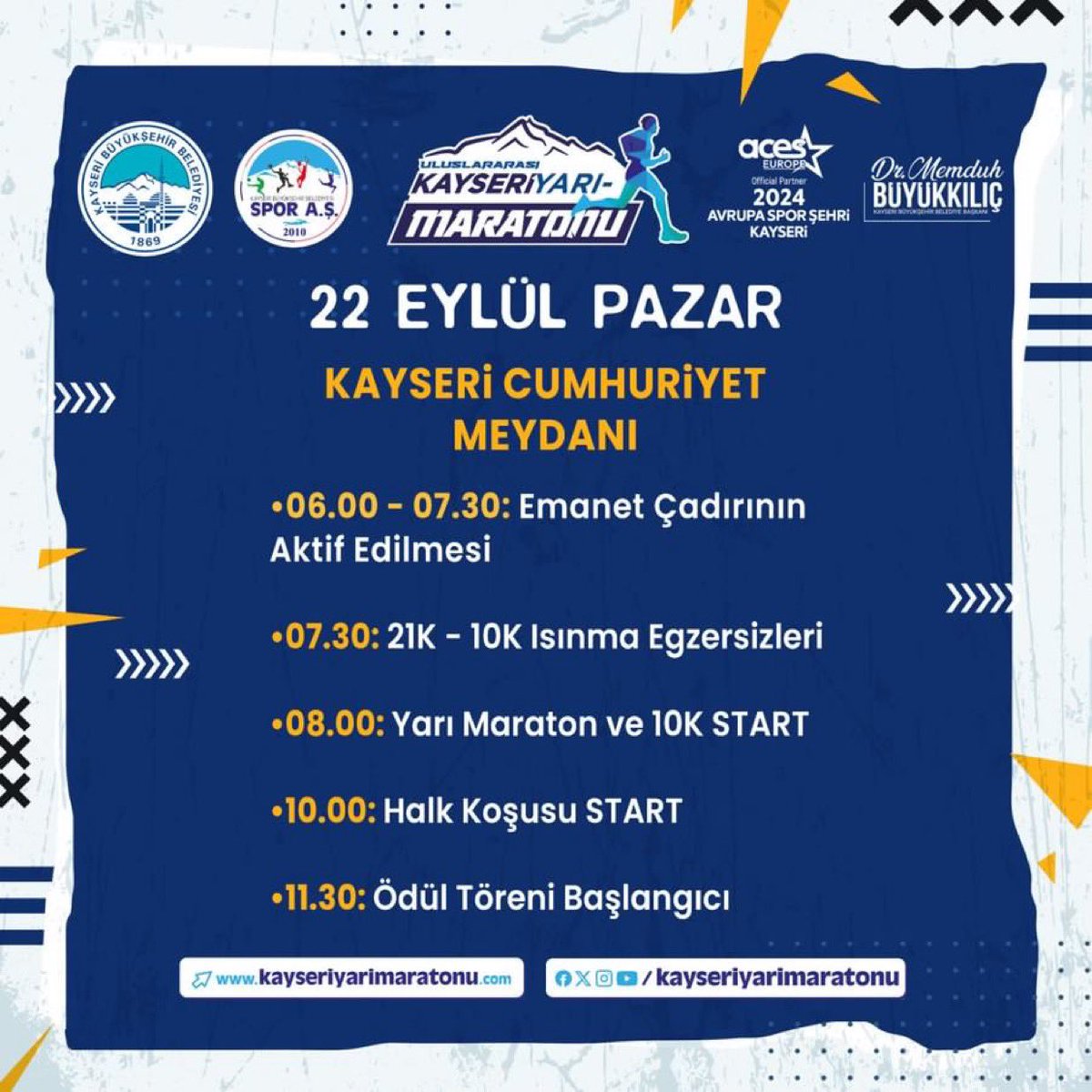 4. Uluslararası Kayseri Yarı Maratonu 22 Eylül 2024'te Gerçekleşecek