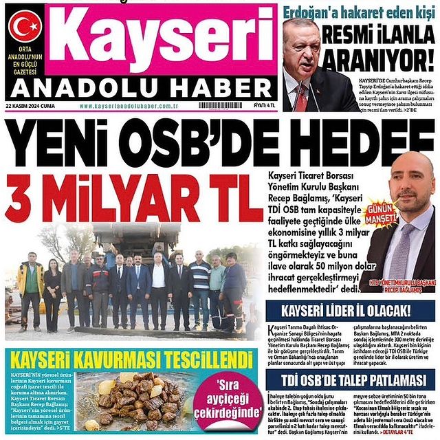 Kayseri Tarıma Dayalı İhtisas Organize Sanayi Bölgesi Ülke Ekonomisine Katkı Sağlayacak