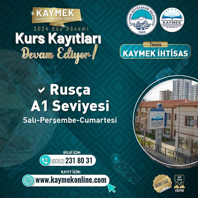 KAYSERİ - KAYMEK İhtisas Tesisi'nde Kurs Kayıtları Devam Ediyor