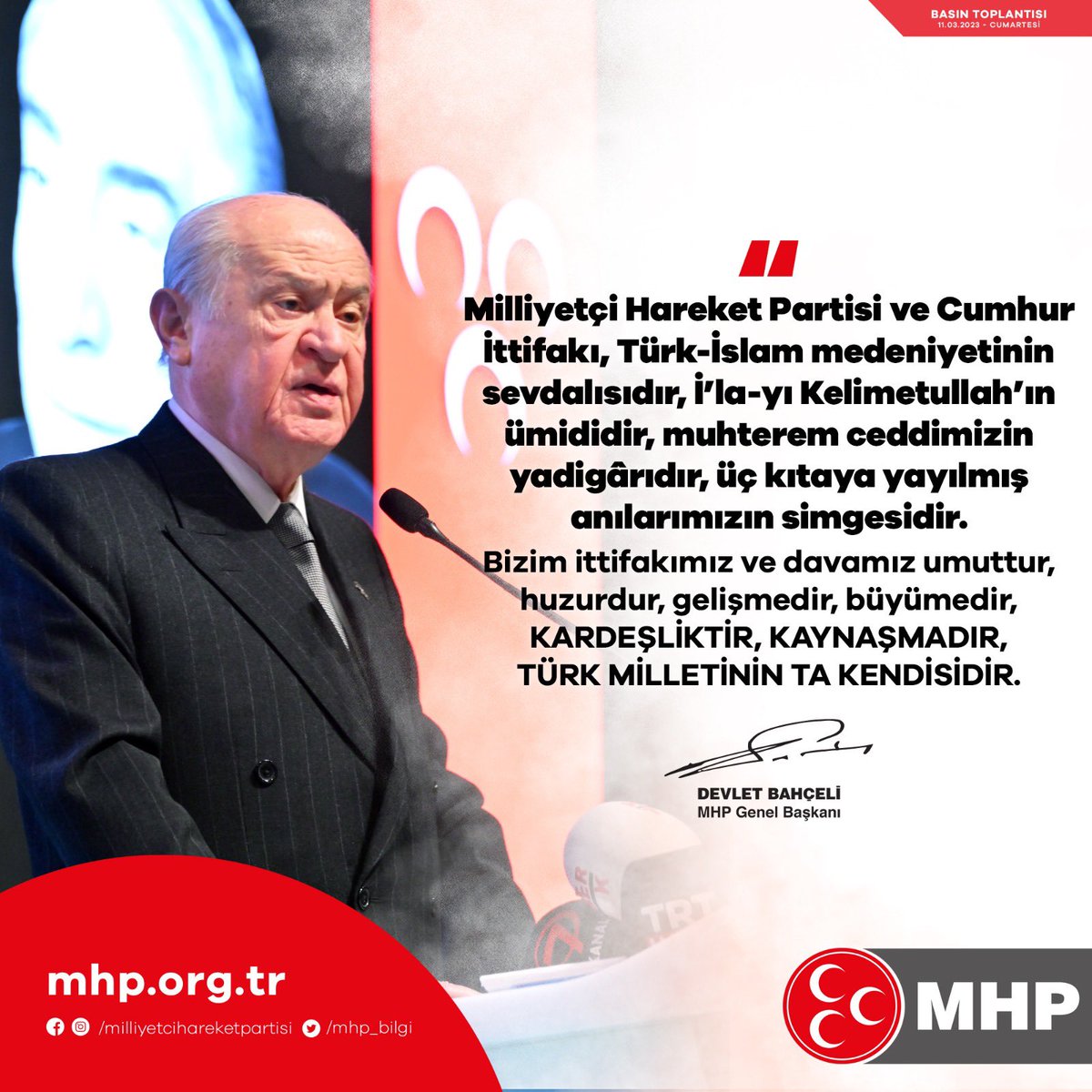 MHP ve Cumhur İttifakı Türk İslam Medeniyetine Bağlılık Vurgusu Yaptı