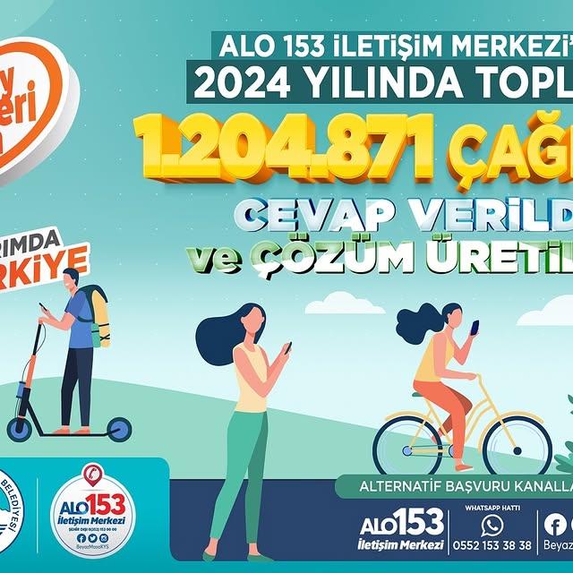 Kayseri Büyükşehir Belediyesi ALO 153 İletişim Merkezi 2024 Yılında 1 Milyon 204 Bin 871 Çağrıya Yanıt Verdi